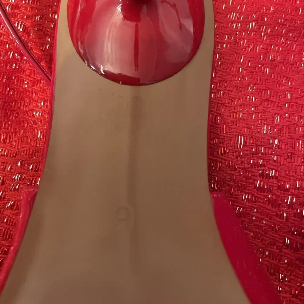 ASOS Design Red Patent Slingback Kitten Heels Pointed Toe Pumps 9 New